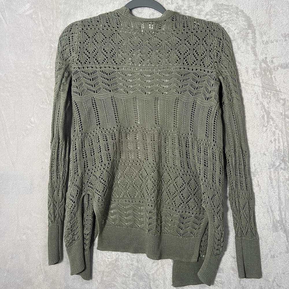 Hippie Rose Open Knit Open-front Cardigan Sweater Sz S Olive Green Boho Cottage - Picture 10 of 11